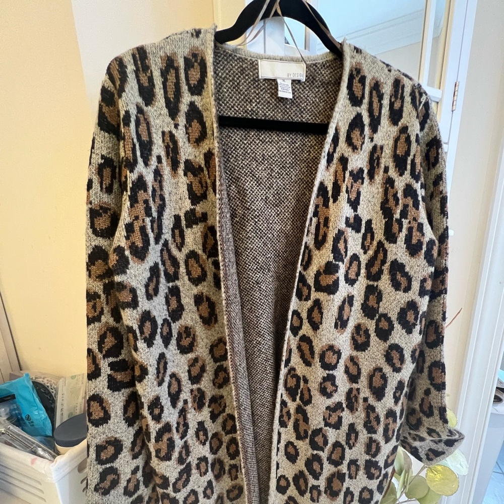 By Design Animal Print Sweater Jacket